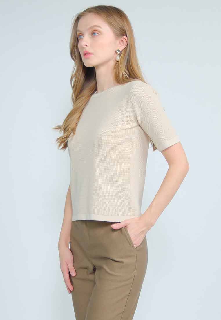Isolyn Knitted Top with Tone on Tone Ribbing