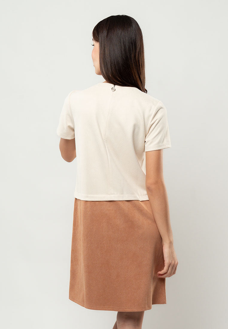 Stella Two-Tone Floral Appliqué Shift Dress