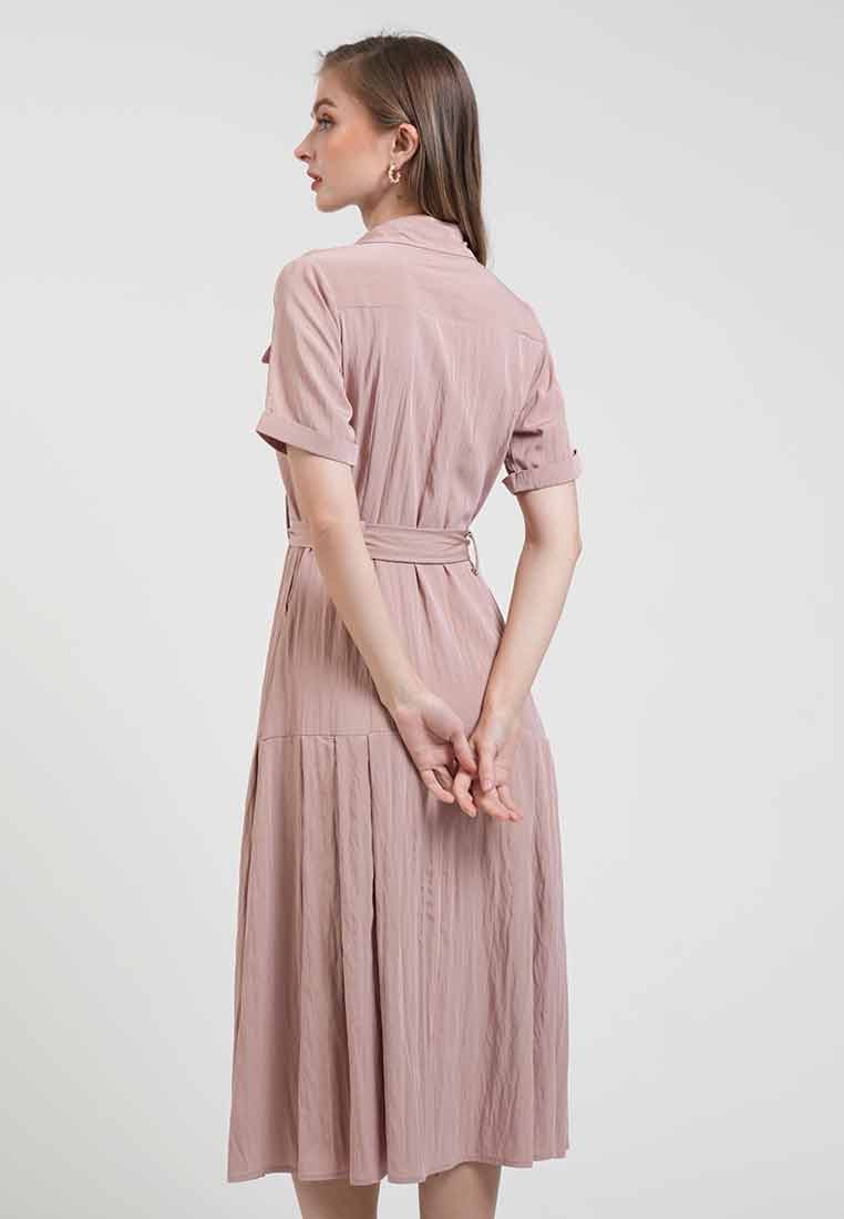 Daphne Button-Down Midi Dress with Belt