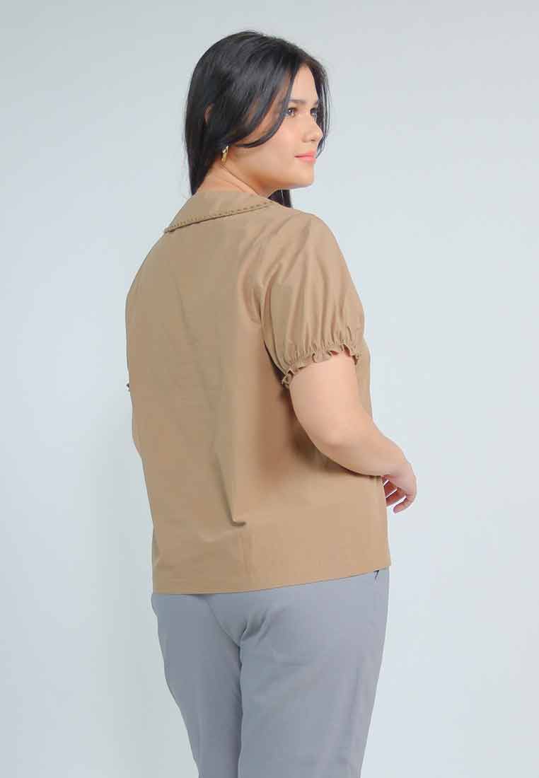 Milly Plus Size Raelyn Top with Embroidered Collar