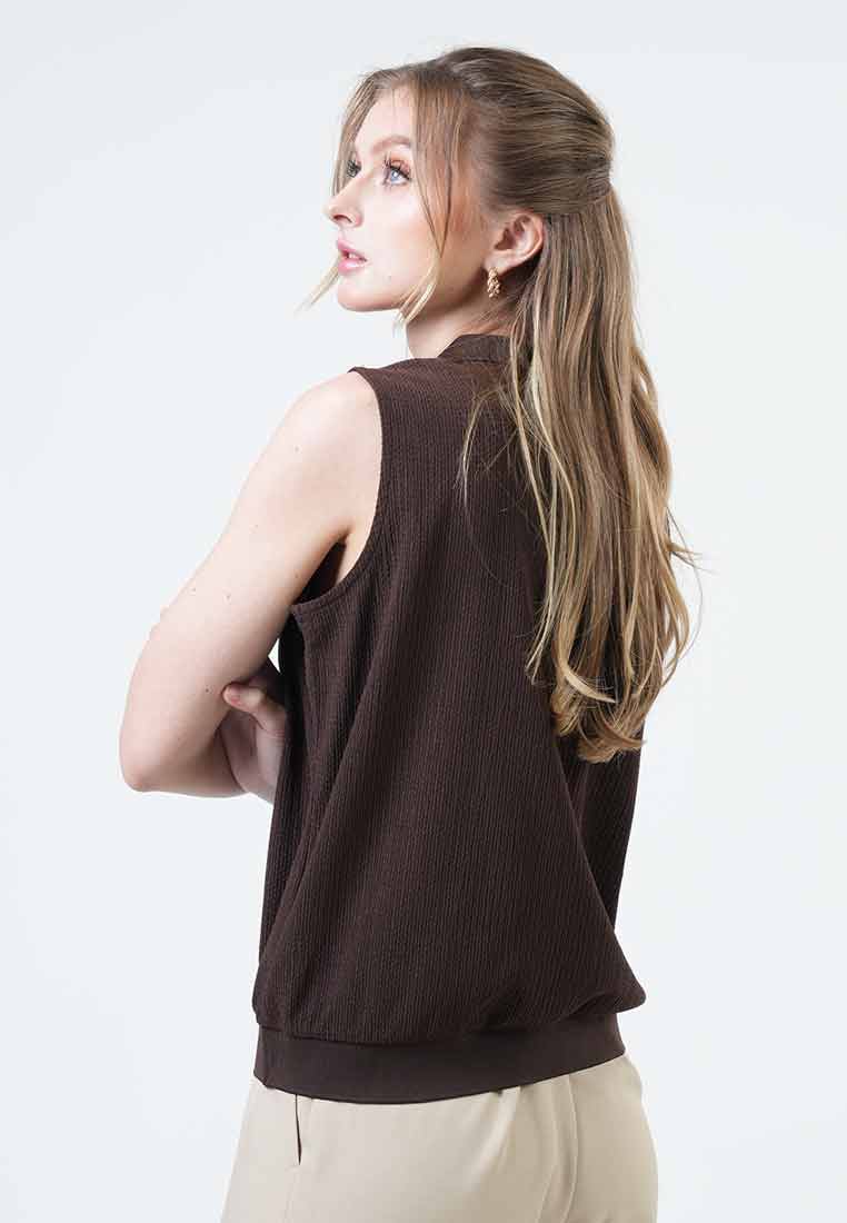 Nola Sleeveless Knit Polo Blouse