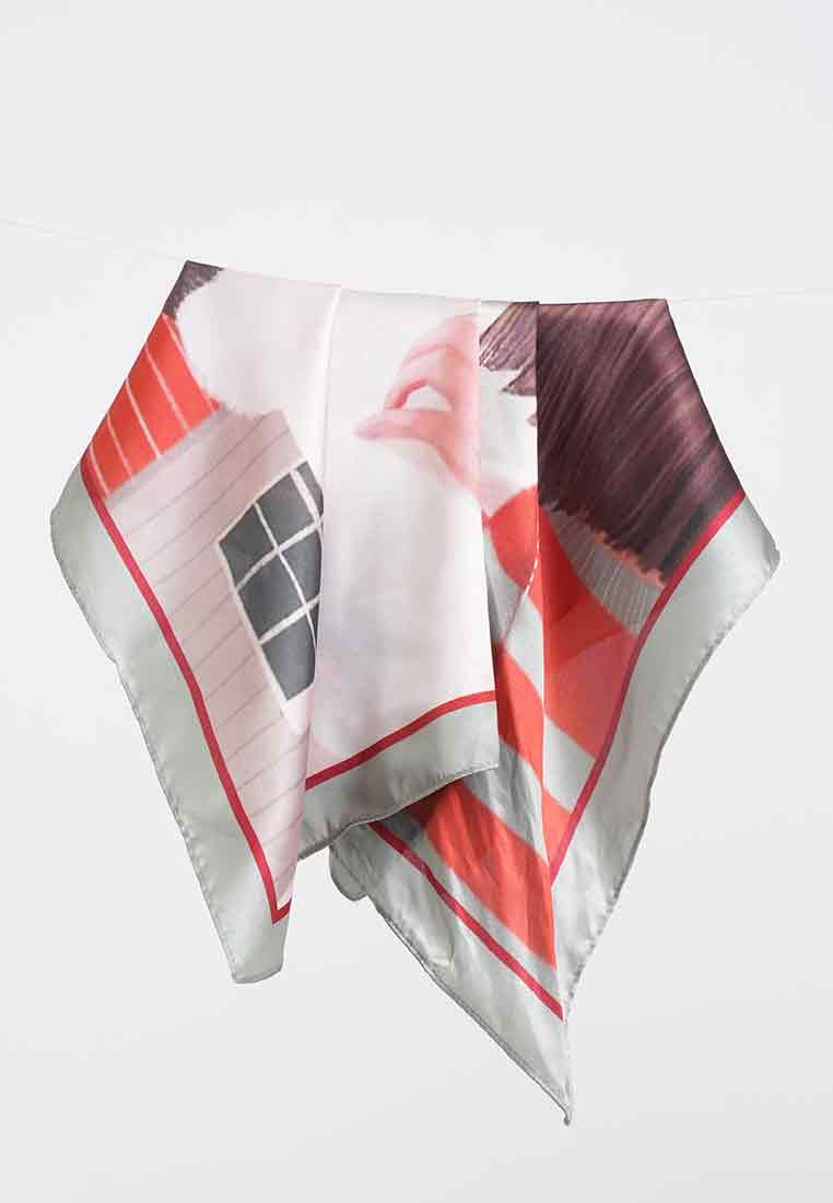 Cozy Cat Illustrated Square Scarf