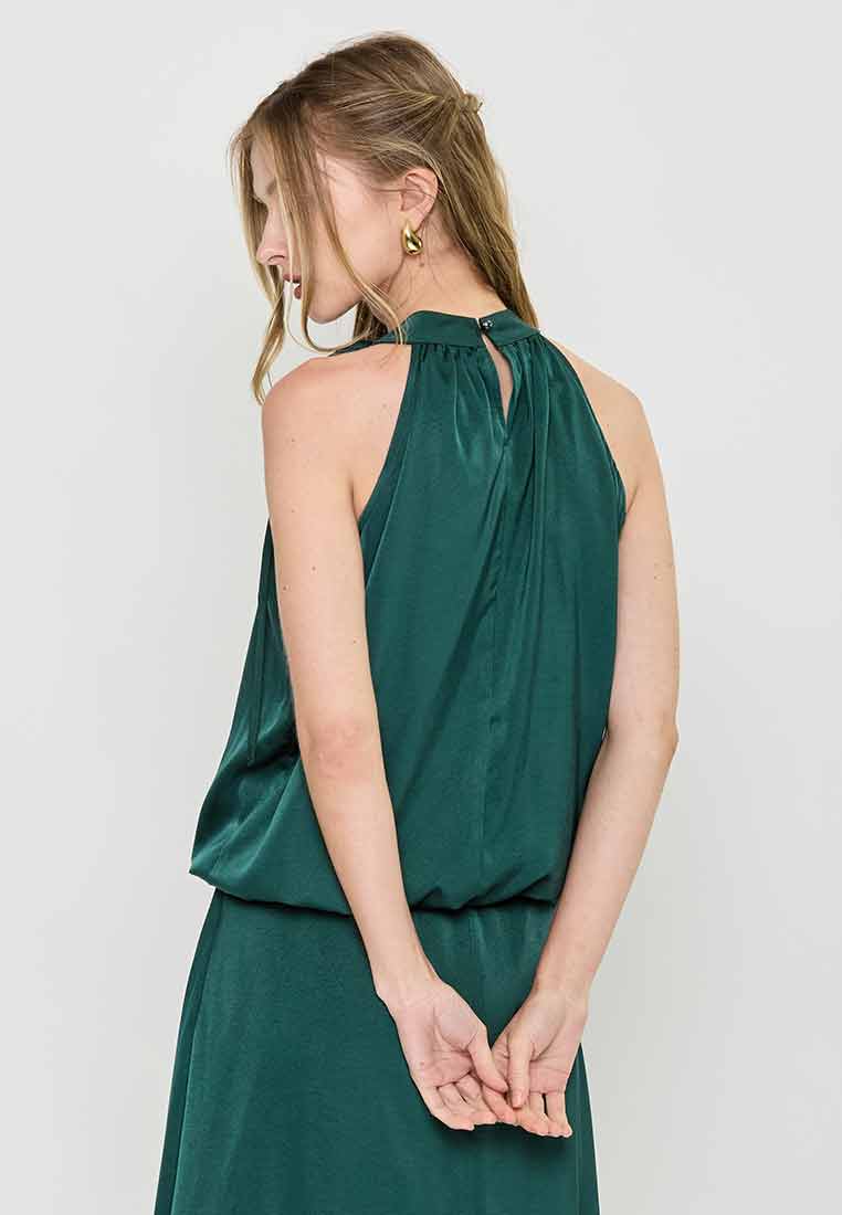 Maisy Haltered Satin Top with Flower Applique