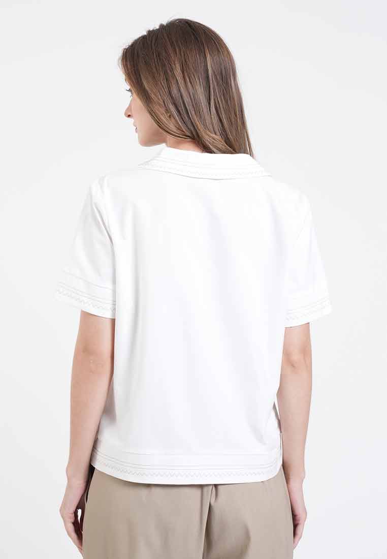 Camila Embroidered V-Neck Collar Top