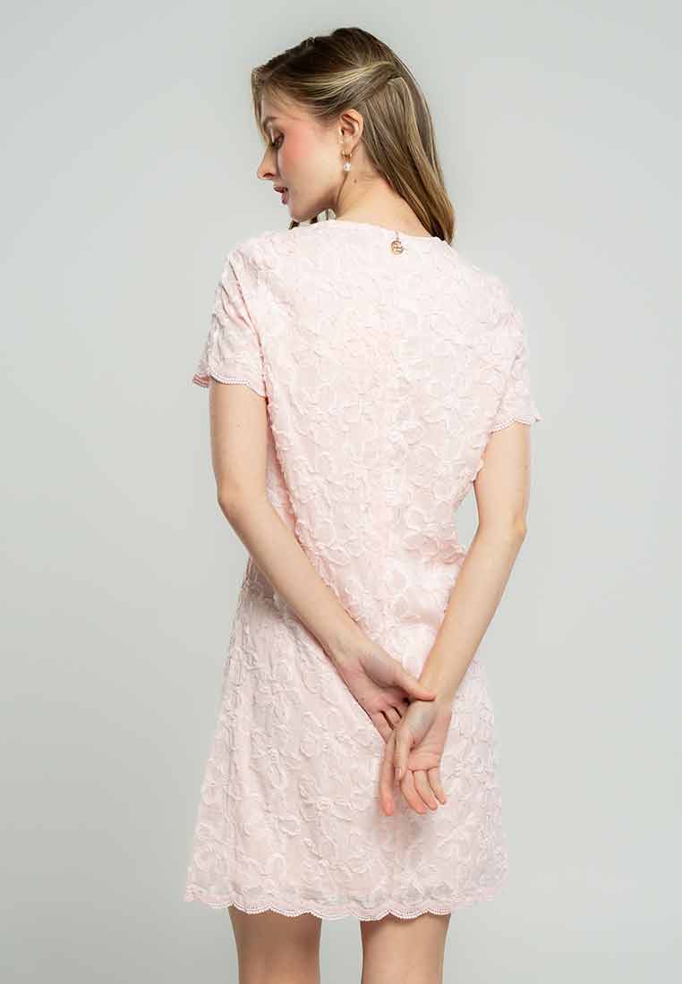 Wrenlee Shift Dress in Embroidered Applique Fabric