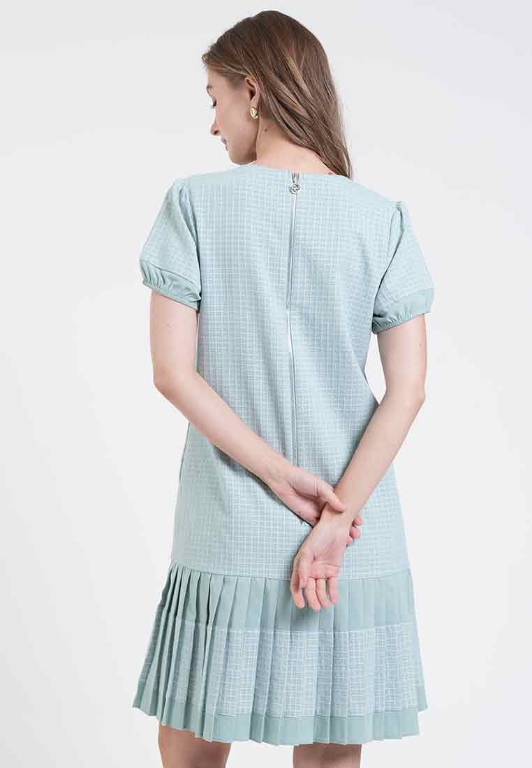 Lyca Grid Pleated Sheath Dress