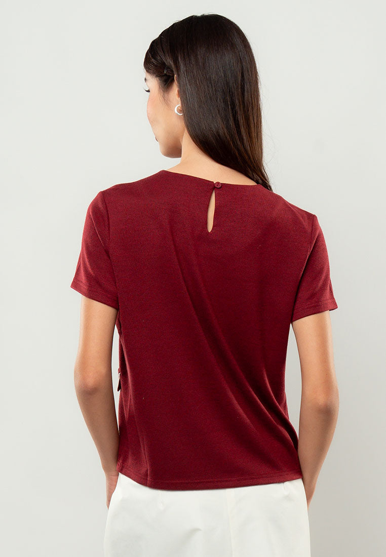 Audrey Scallop-Trim Pocket Knit Top