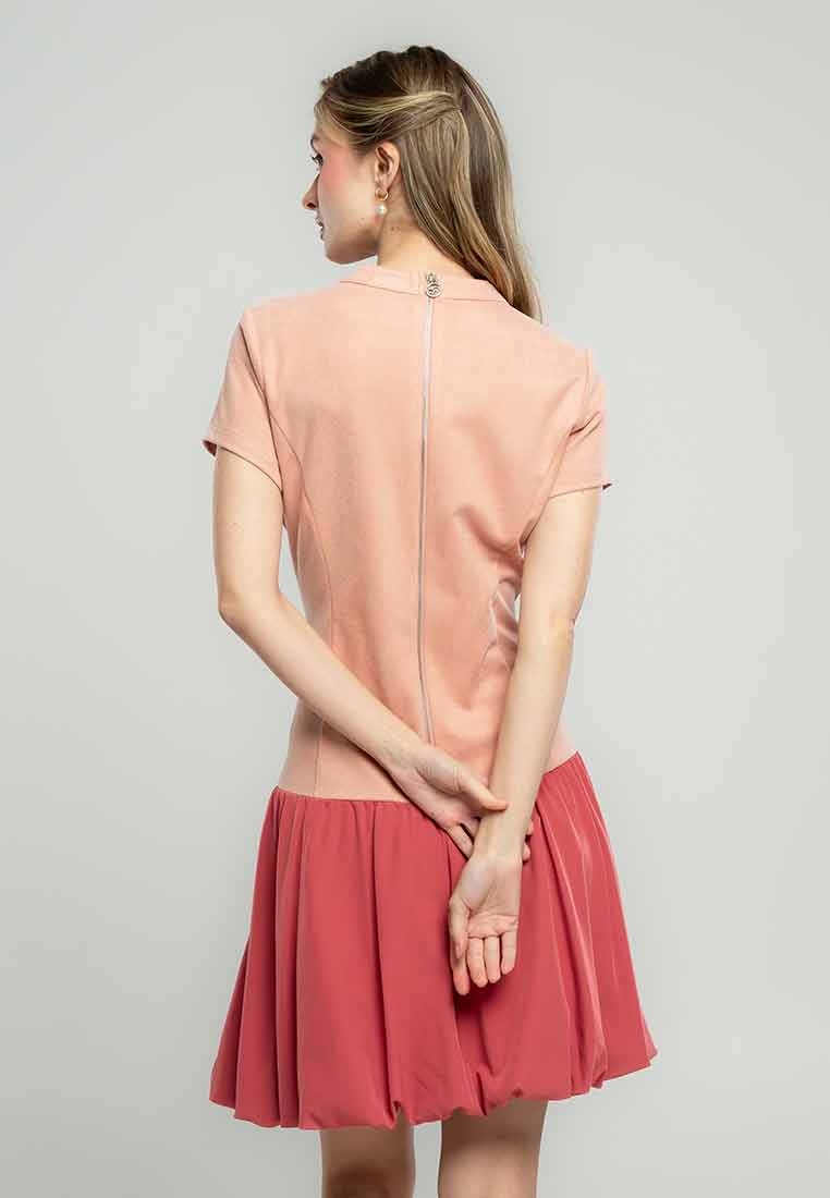 Lillie Short Sleeves A-Line Dress with Bubble Skirt