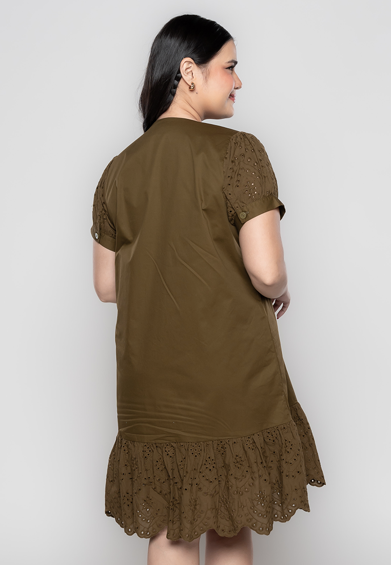 Milly Plus Size Robyn Double Breasted Dress with Eyelet Hem