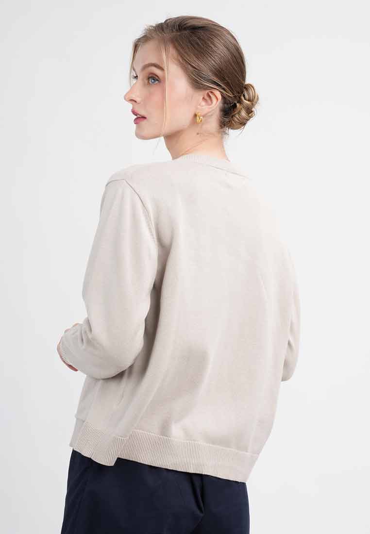 Liana Essential Knit Crewneck Cardigan with Pockets