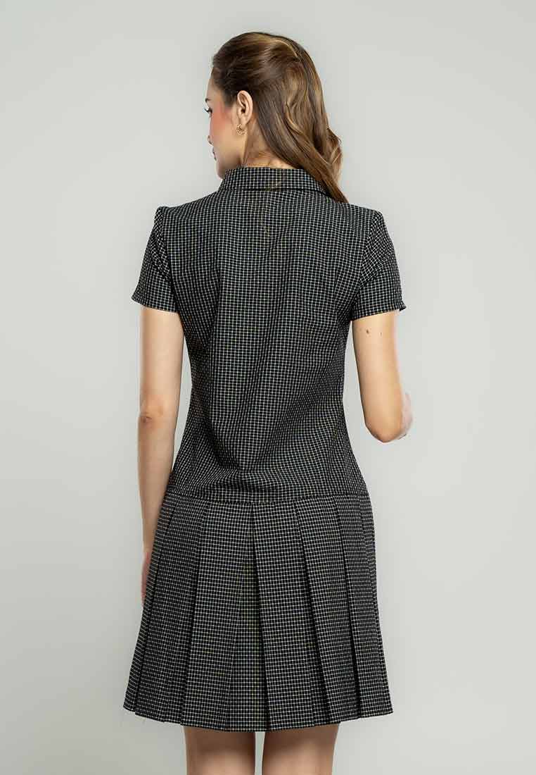 Laila Collared Shirt Dress in Pincheck Print