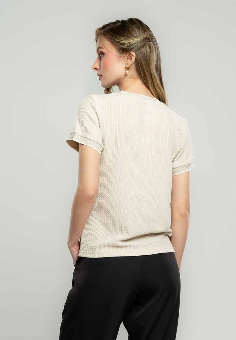 Arleth Textured Knit Top with Ribbing Detail