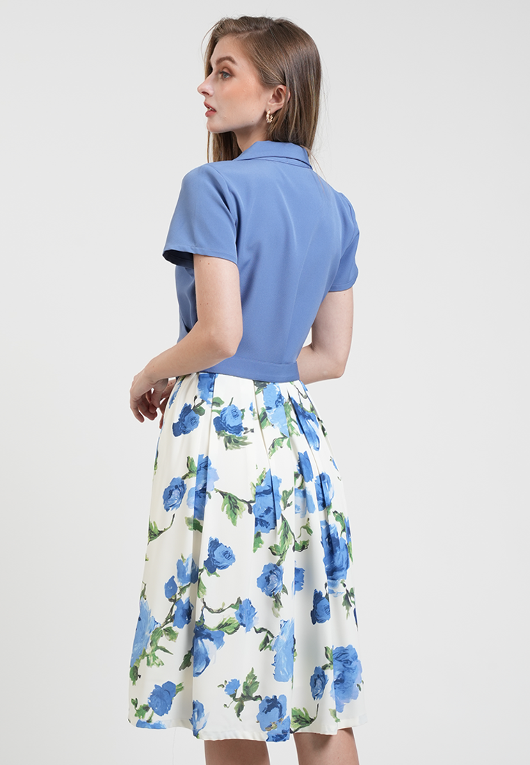 Stacey Floral Waist-Accent Dress