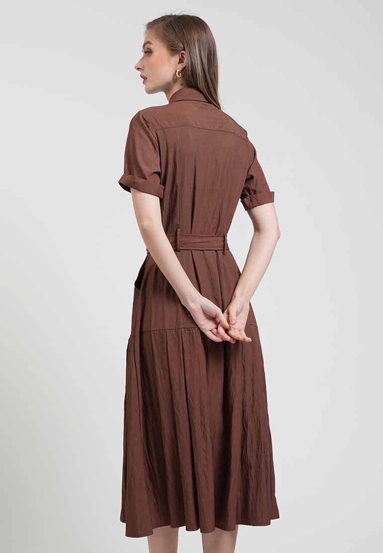 Daphne Button-Down Midi Dress with Belt
