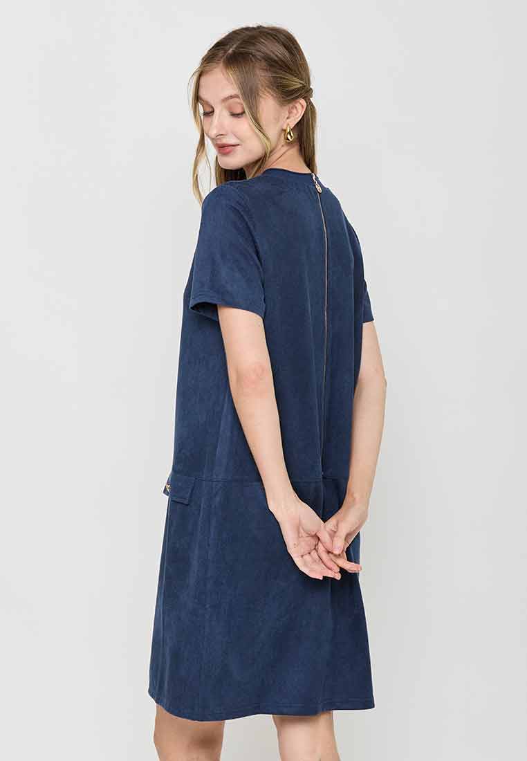 Ramona Shift Dress with Neckline Ribbing