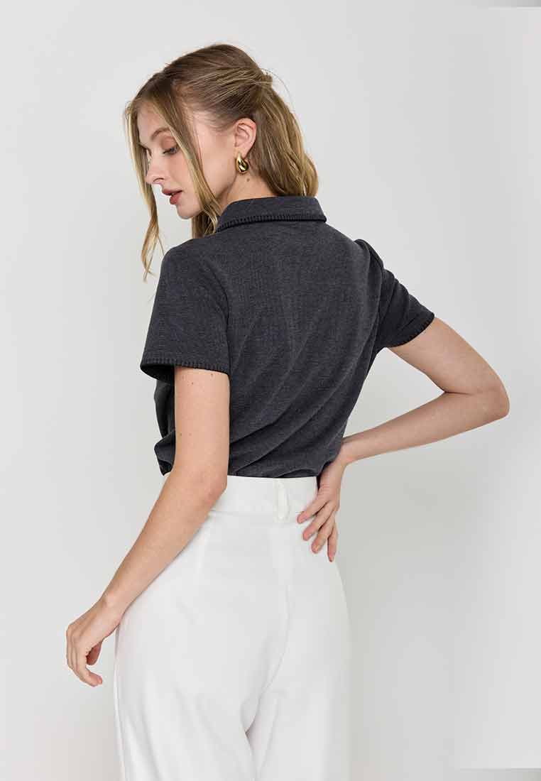 Jovie Collared Stitch Knit Top