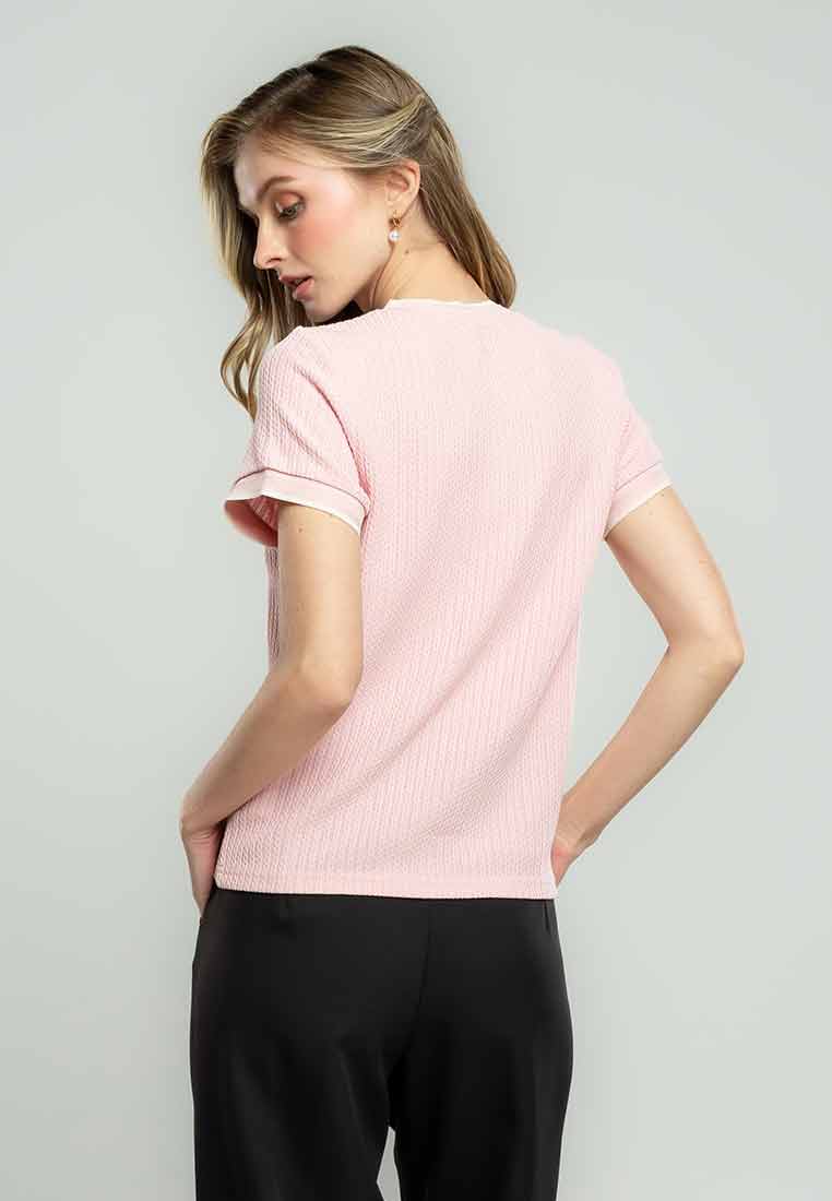 Arleth Textured Knit Top with Ribbing Detail