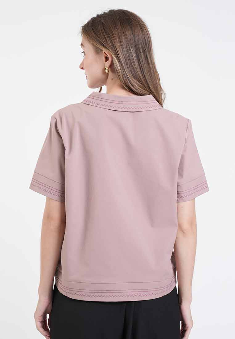 Camila Embroidered V-Neck Collar Top