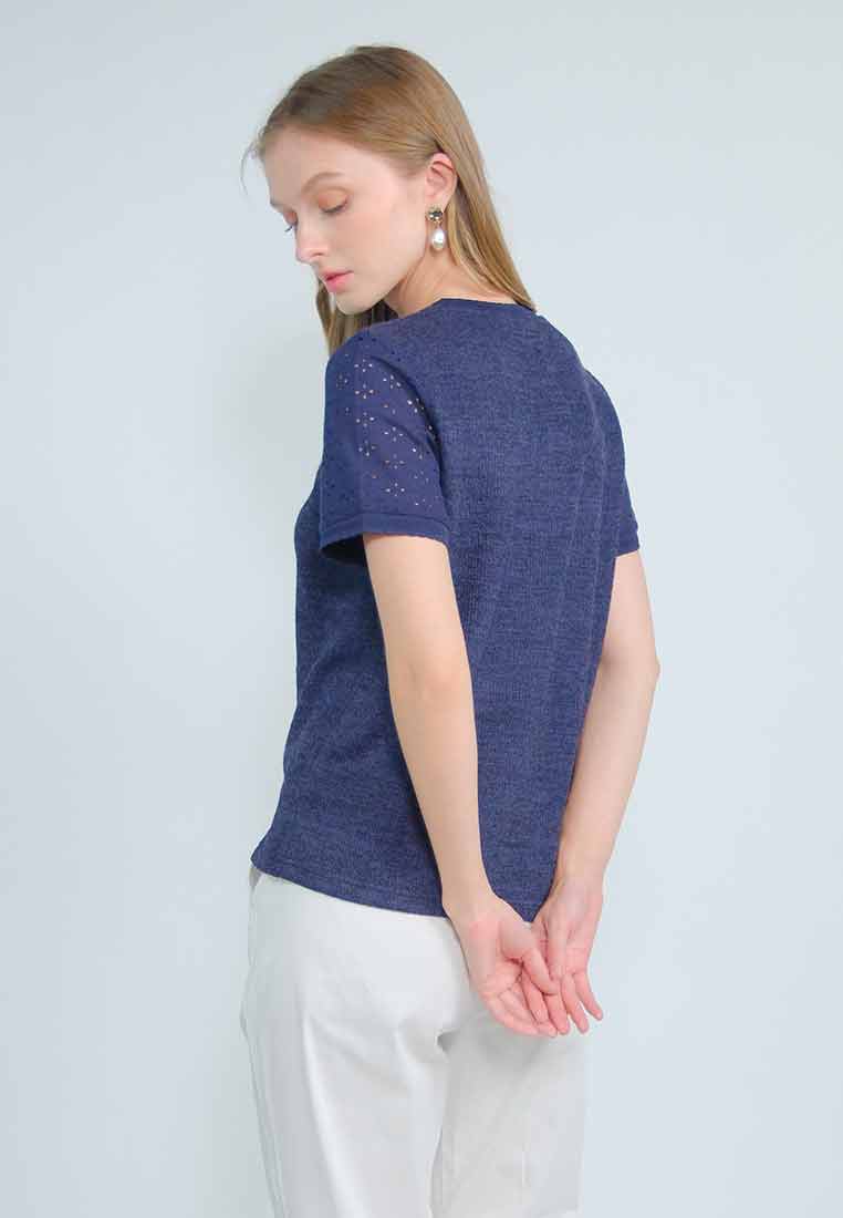 Rubie Knitted Top with Cotton Eyelet Sleeves