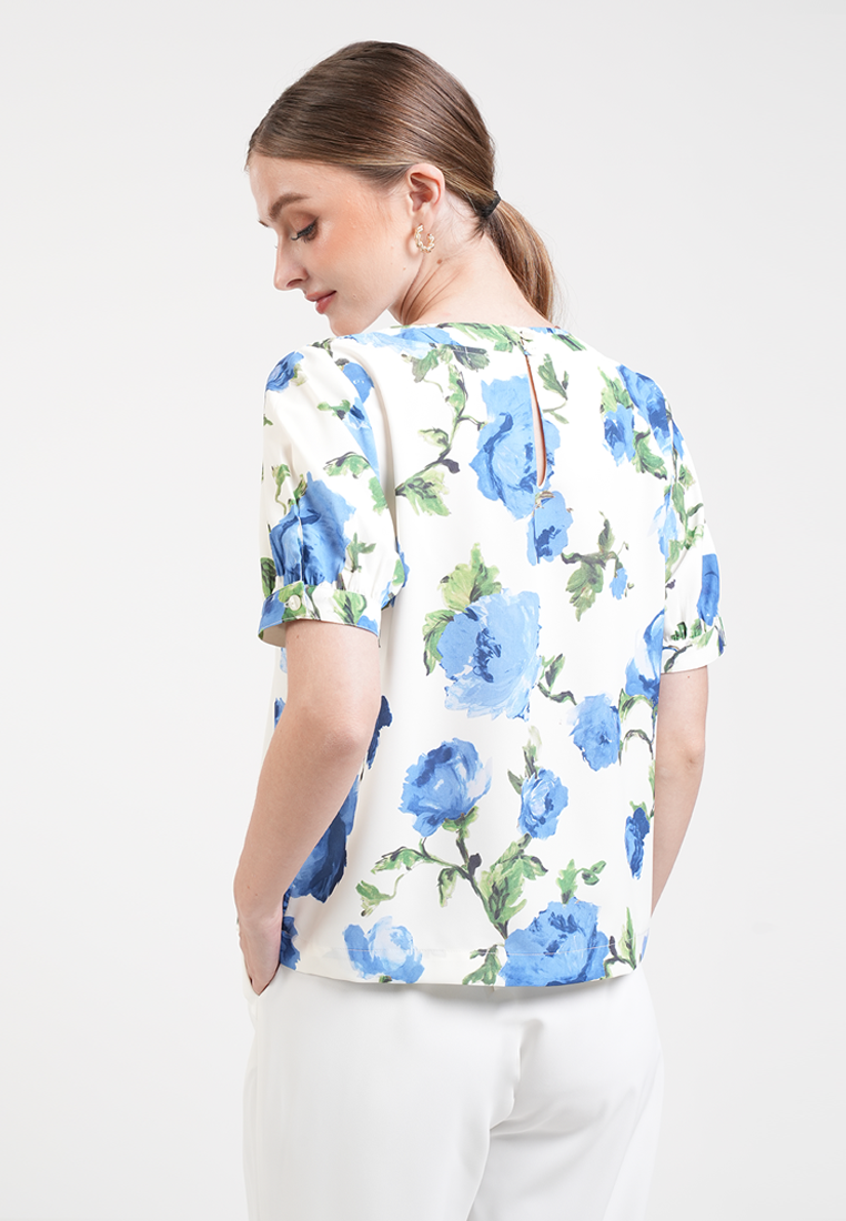 Mira Vintage Floral High-Neck Blouse