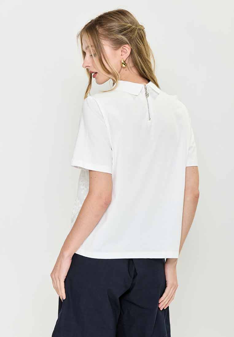 Whitley Collared Eyelet Short Sleeves Top