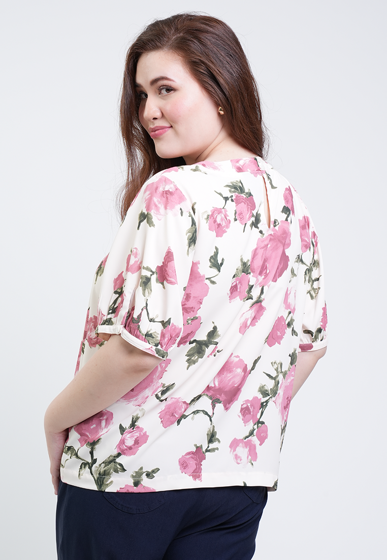 Milly Plus Size Alissa Puff Sleeve Boxy Floral Blouse
