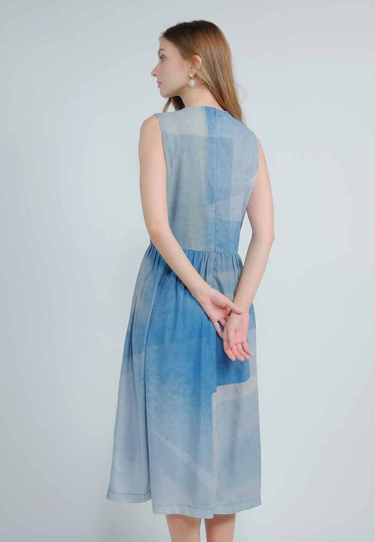 Solviennne Sleeveless Dress in Abstract Print
