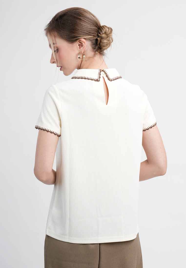 Marlene Textured Tee With Contrast Scallop