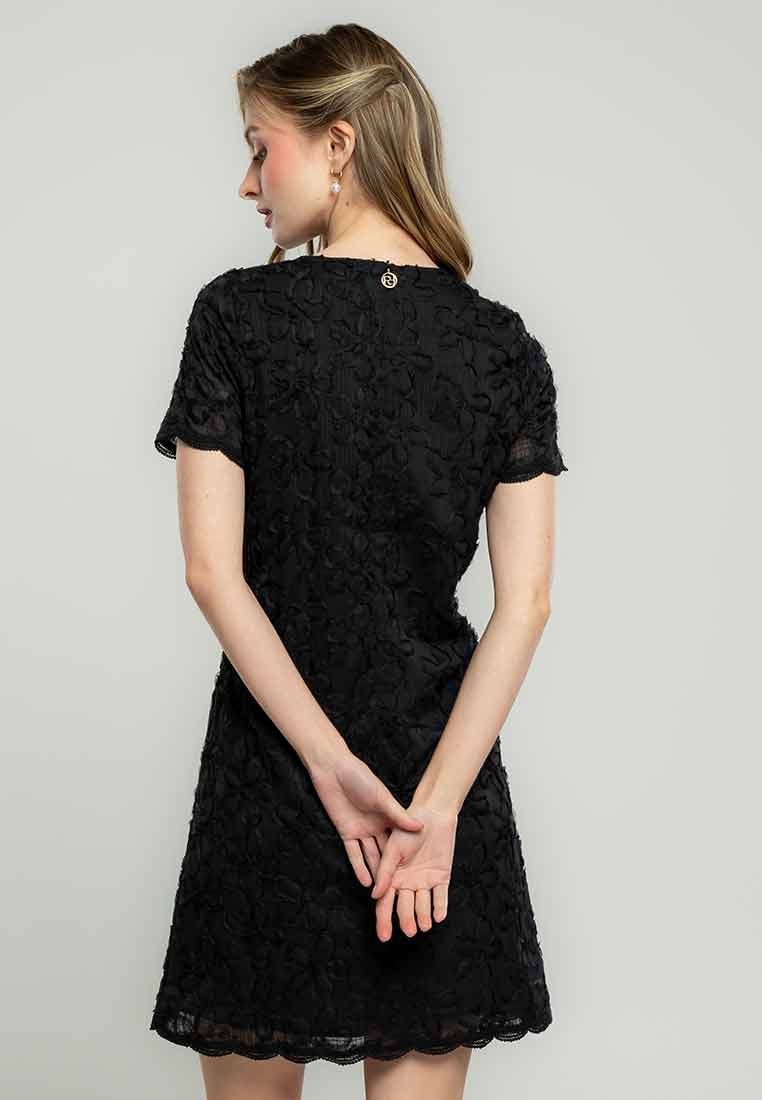 Wrenlee Shift Dress in Embroidered Applique Fabric