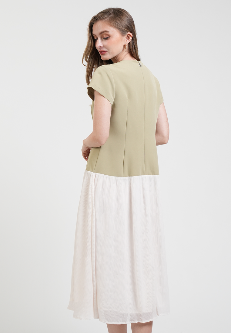 Claudine Structured Two-Tone Midi Dress