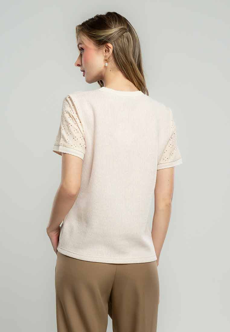 Tessa Basic Short Sleeves Top with Eyelet Detail