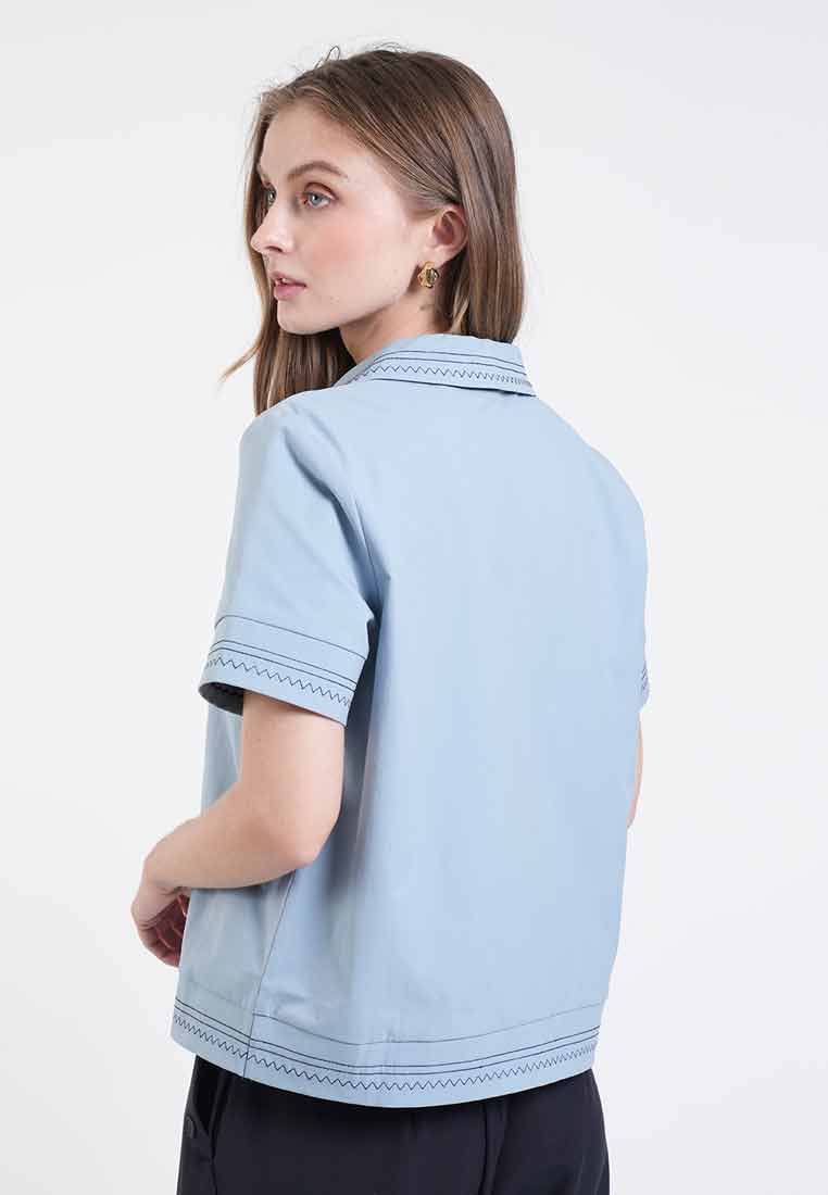 Camila Embroidered V-Neck Collar Top