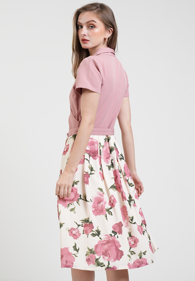 Stacey Floral Waist-Accent Dress