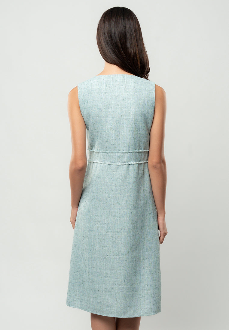 Isabelle Tweed Zip-Front Midi Dress