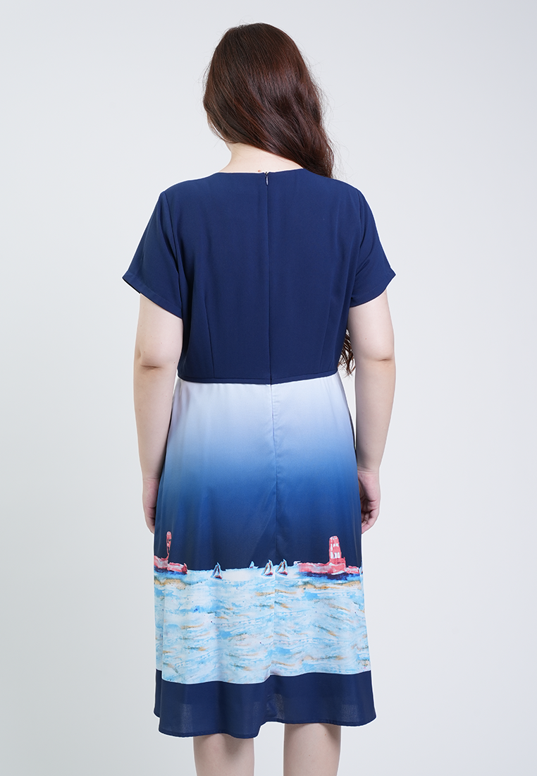 Milly Plus Size Clara Ombre Seascape A-line Dress