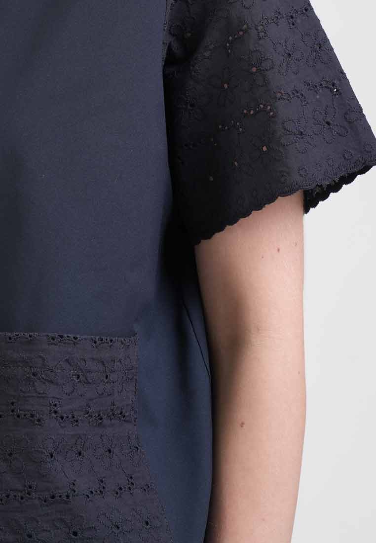 Georgina Eyelet Accent Zip-Up Top