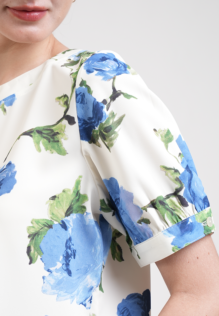 Mira Vintage Floral High-Neck Blouse