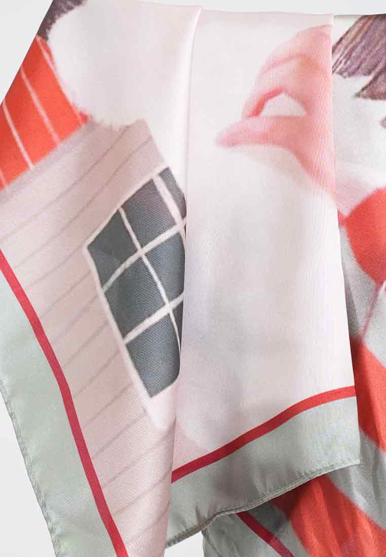 Cozy Cat Illustrated Square Scarf