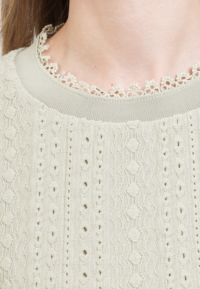 Arrabella Lace Trim Eyelet Top