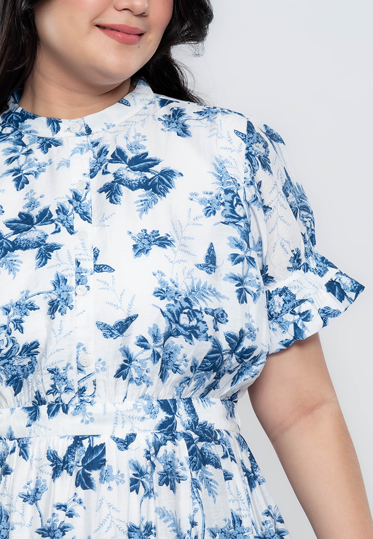 Milly Plus Size Rosselle Button-down Dress in Floral Print