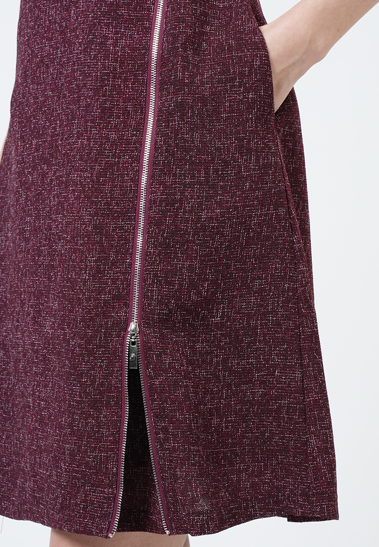 Mara Zip-Detail Tweed Shift Dress