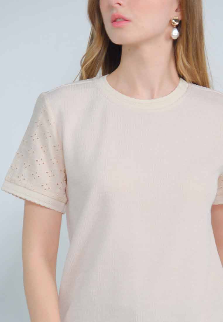 Rubie Knitted Top with Cotton Eyelet Sleeves