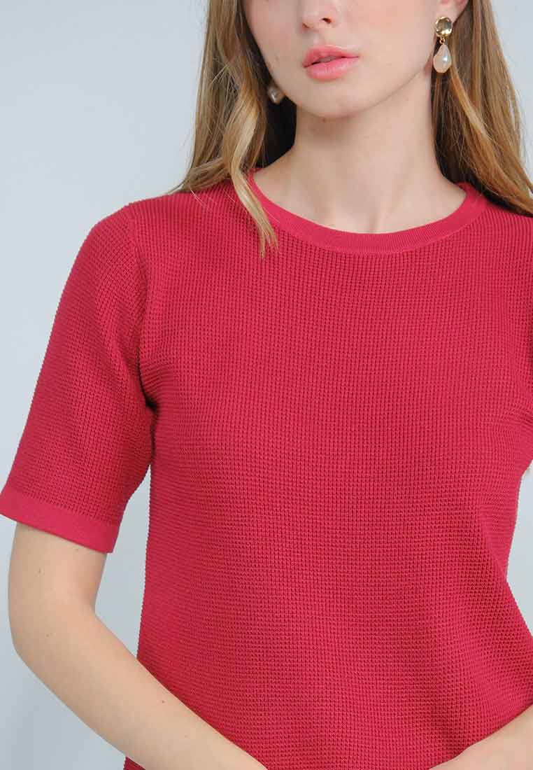 Isolyn Knitted Top with Tone on Tone Ribbing