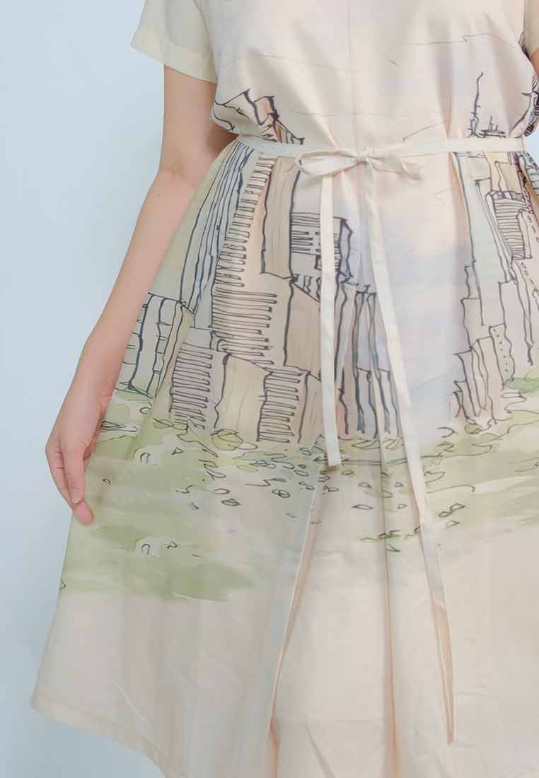 Milly Plus Size Leilani A-Line Dress in Cityscape Print
