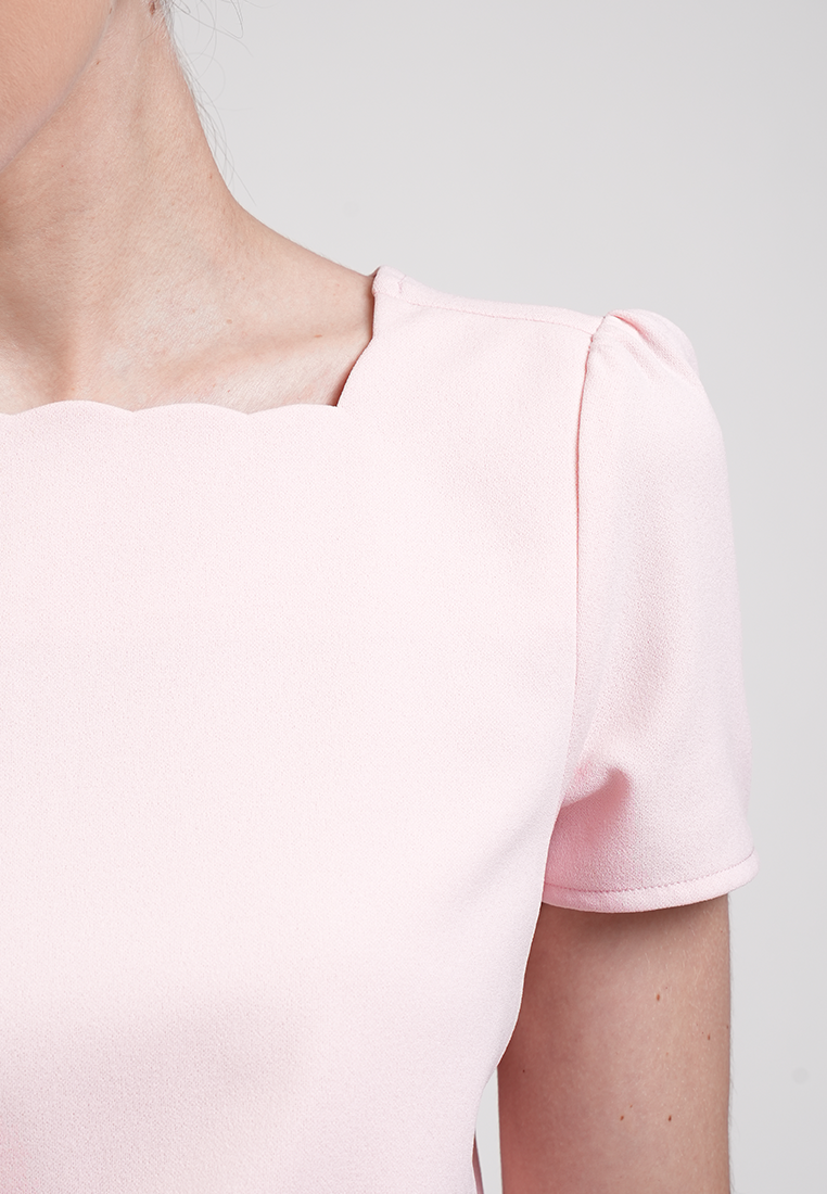 Camille Scalloped Puff-Sleeve Top