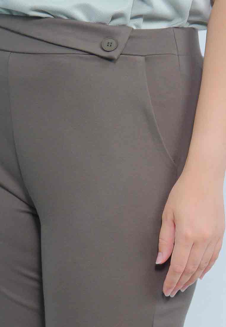 Milly Plus Size Wrenn Spandex Pants with Asymmetrical Tab Detail