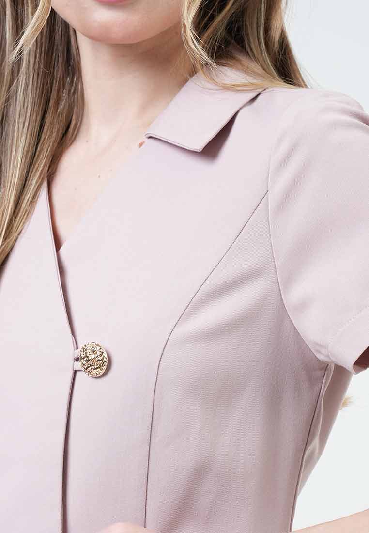 Marlowe Asymmetric Pleated Button-Front Dres
