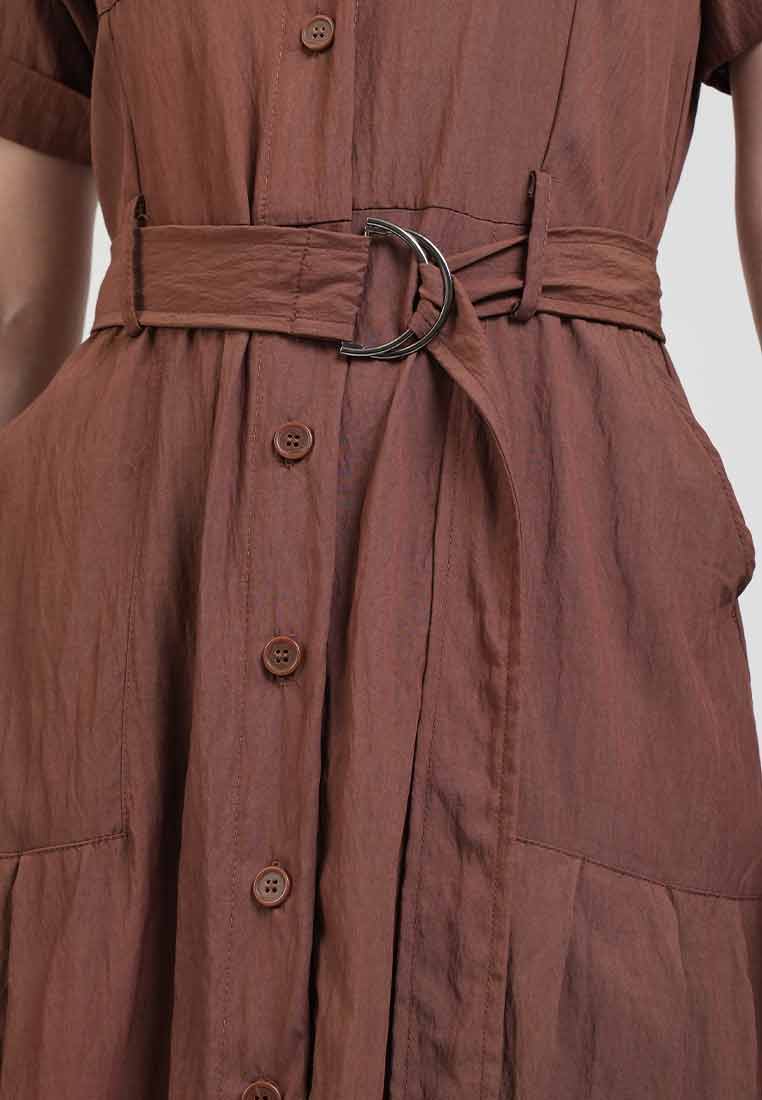 Daphne Button-Down Midi Dress with Belt