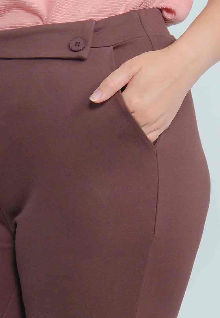 Milly Plus Size Wrenn Spandex Pants with Asymmetrical Tab Detail