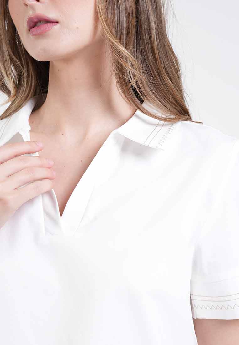 Camila Embroidered V-Neck Collar Top
